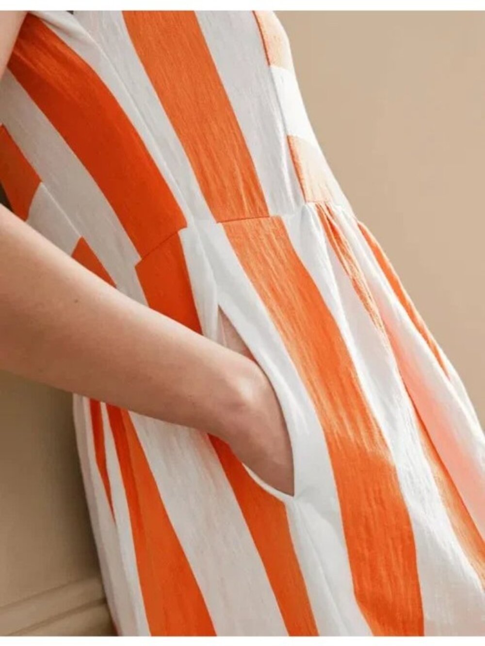 NEW Boden Jersey T-shirt Orange Striped Color Block Cotton Dress Women’s Size 8R - Picture 7 of 8